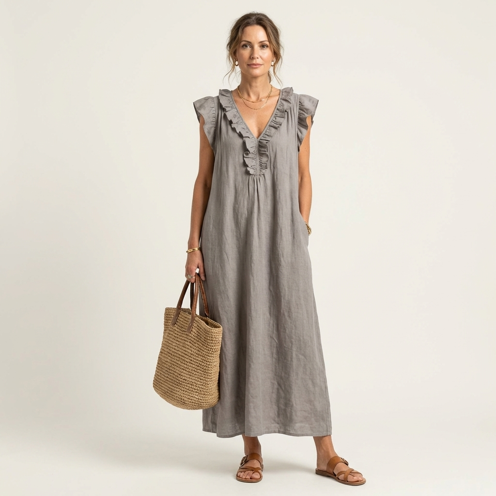 Natasha | Ruffle V-Neck Maxi Dress