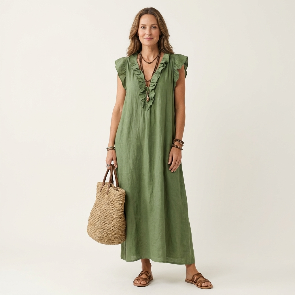 Natasha | Ruffle V-Neck Maxi Dress