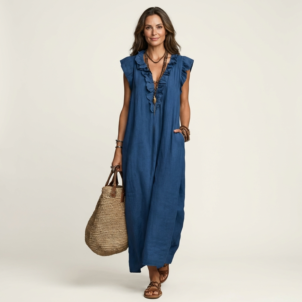 Natasha | Ruffle V-Neck Maxi Dress