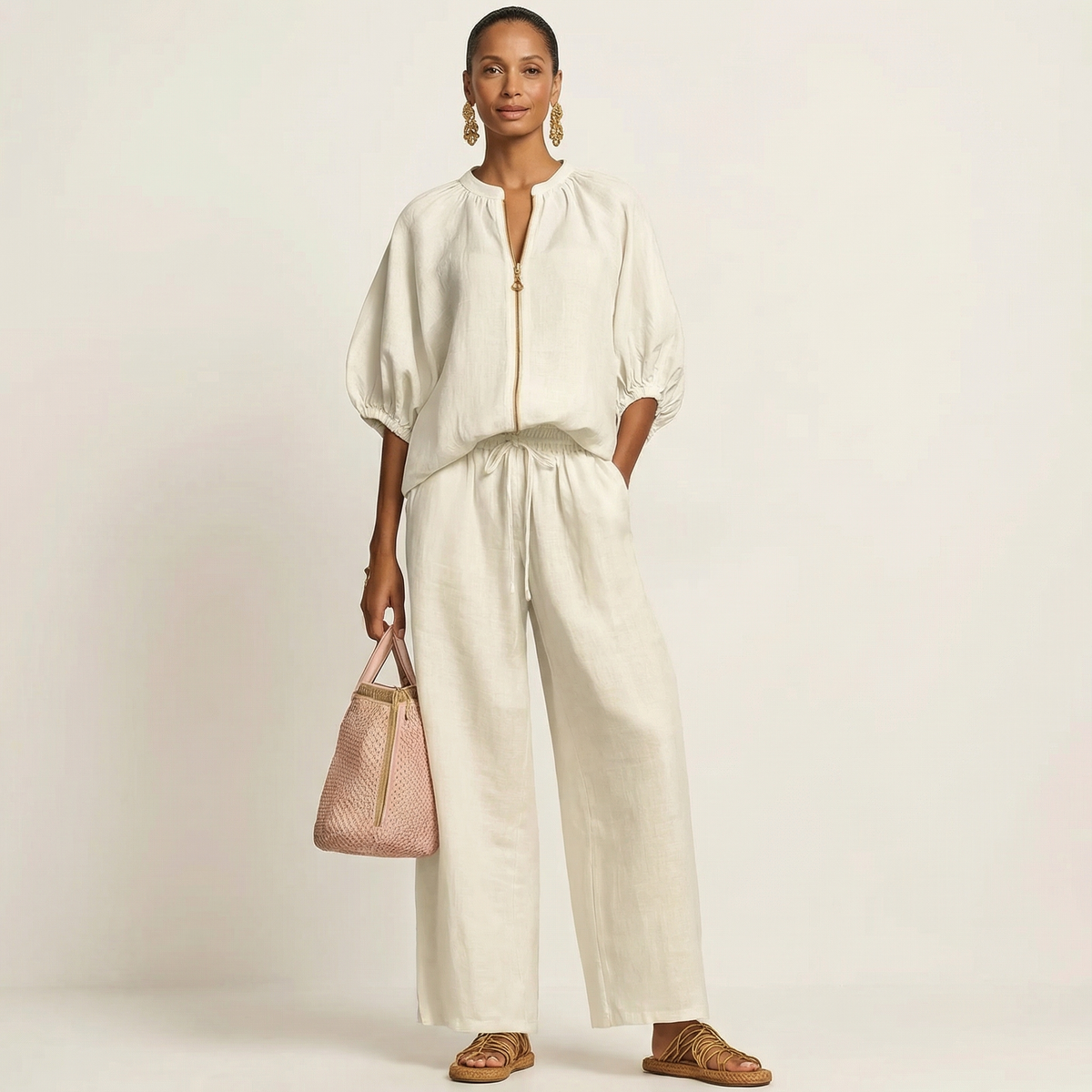 Miranda | Zip-Front Puff Sleeve Set