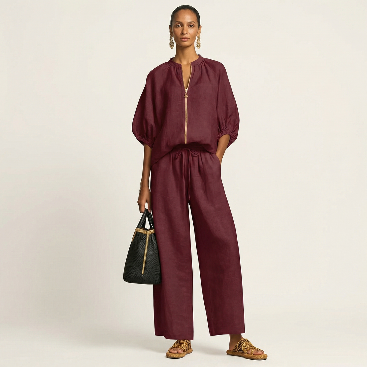 Miranda | Zip-Front Puff Sleeve Set