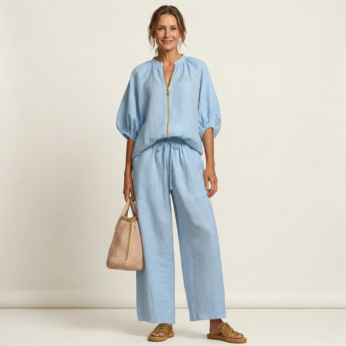 Miranda | Zip-Front Puff Sleeve Set