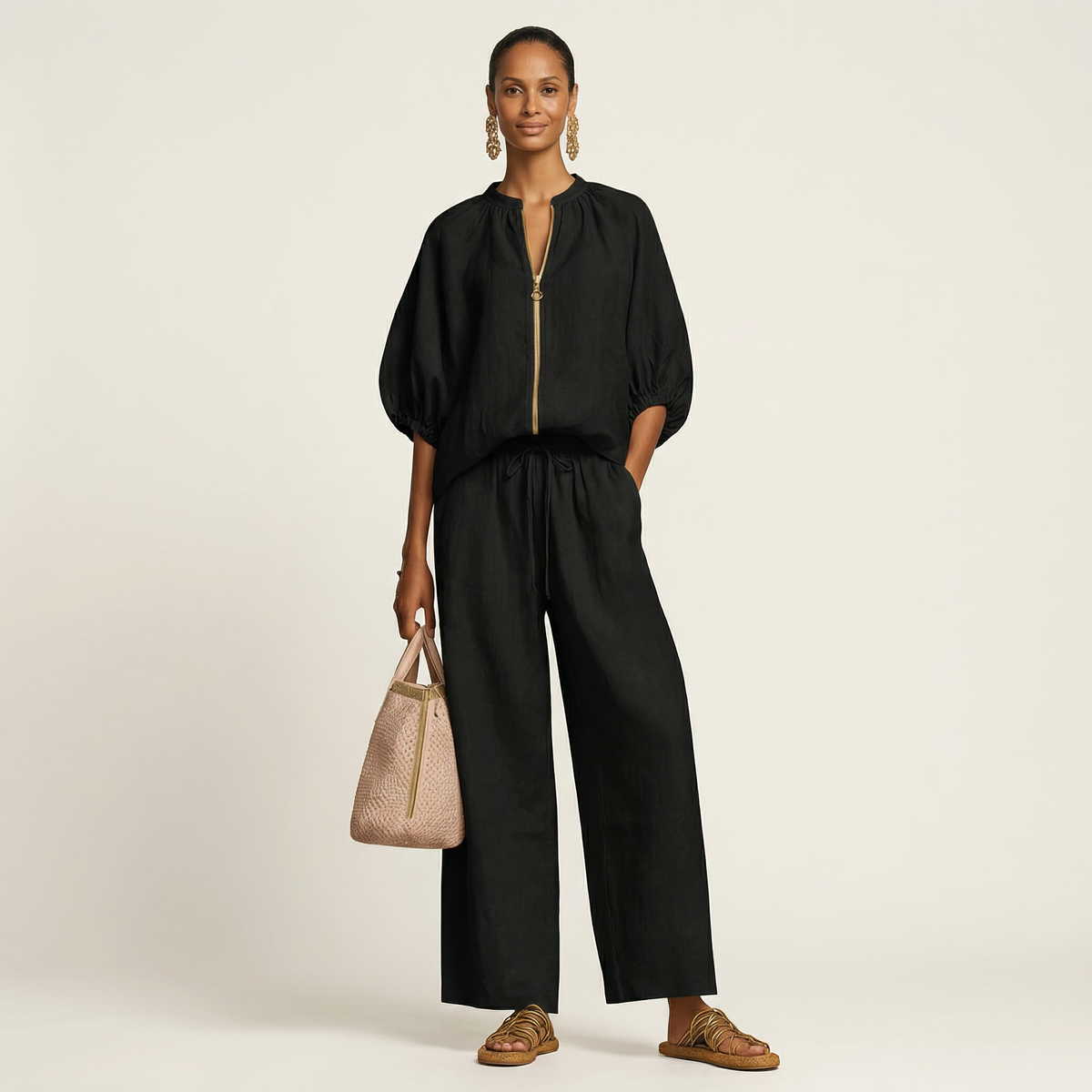 Miranda | Zip-Front Puff Sleeve Set