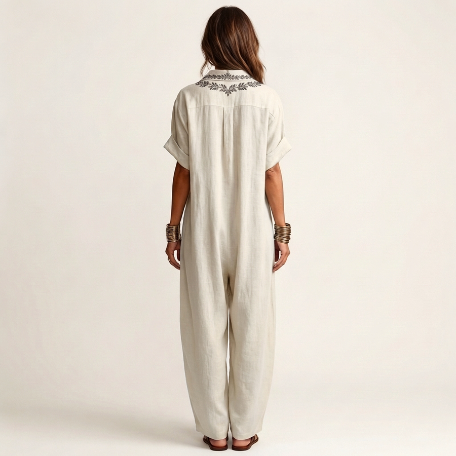 Catherine | Embroidered V-Neck Maxi Dress