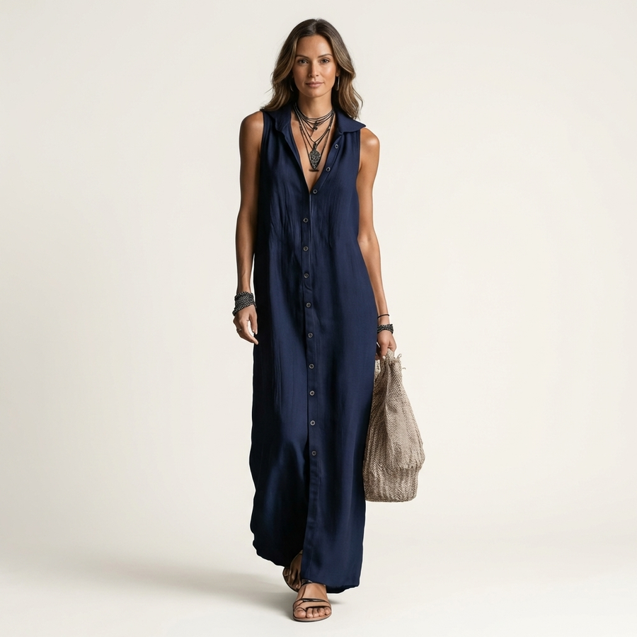 Claudia | Hooded Button-Front Maxi Dress