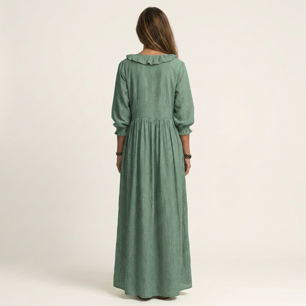 Rosalind | Striped Lantern-Sleeve Maxi Dress