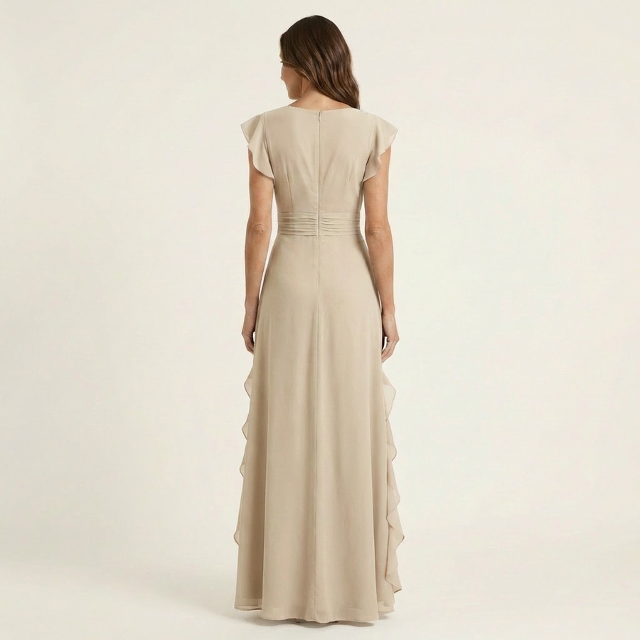 Jemima | Wrap V-Neck Cascading Ruffle Maxi Dress