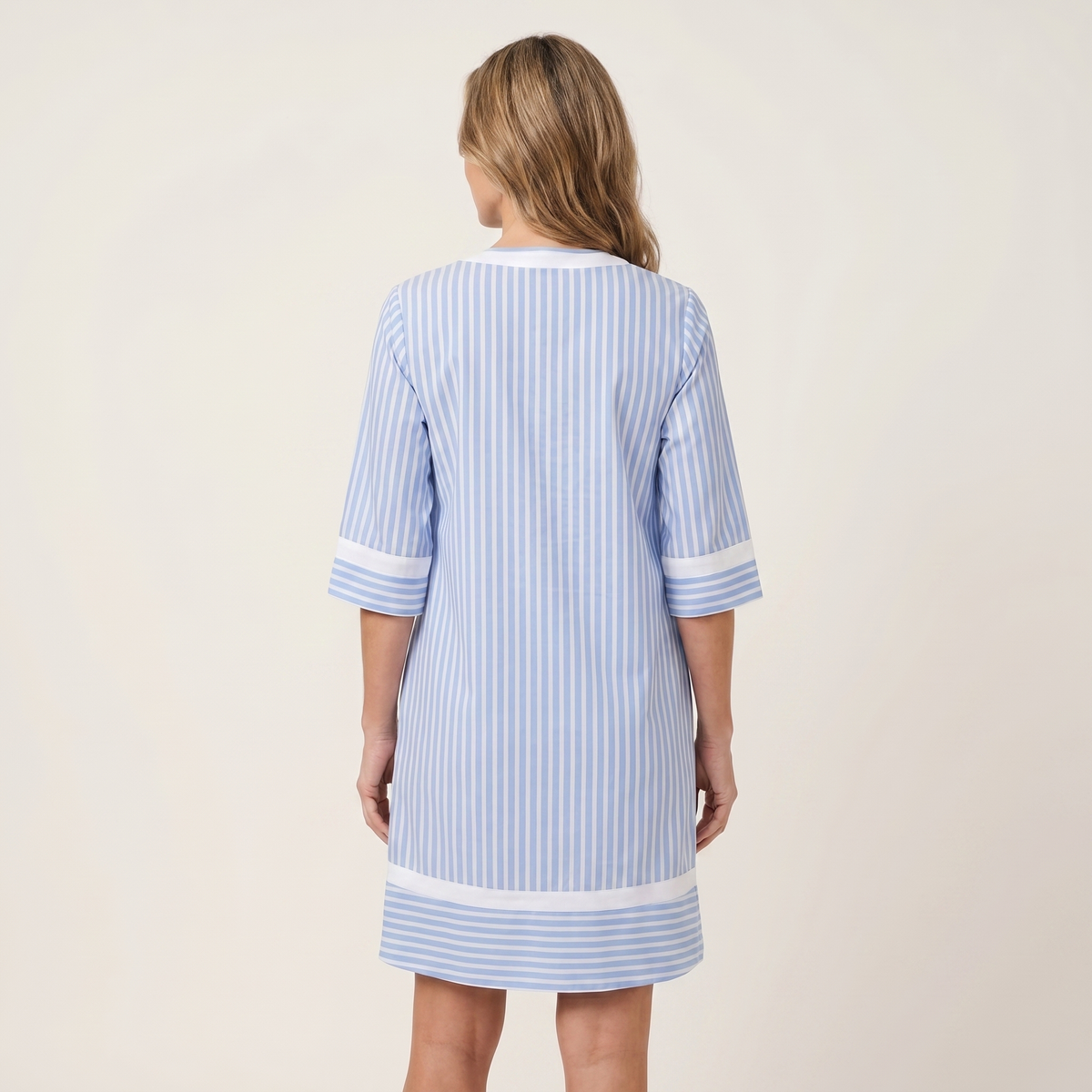 Felicity | Contrast-Trim Striped Shift Dress