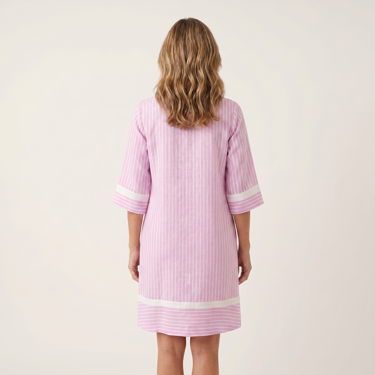 Felicity | Contrast-Trim Striped Shift Dress