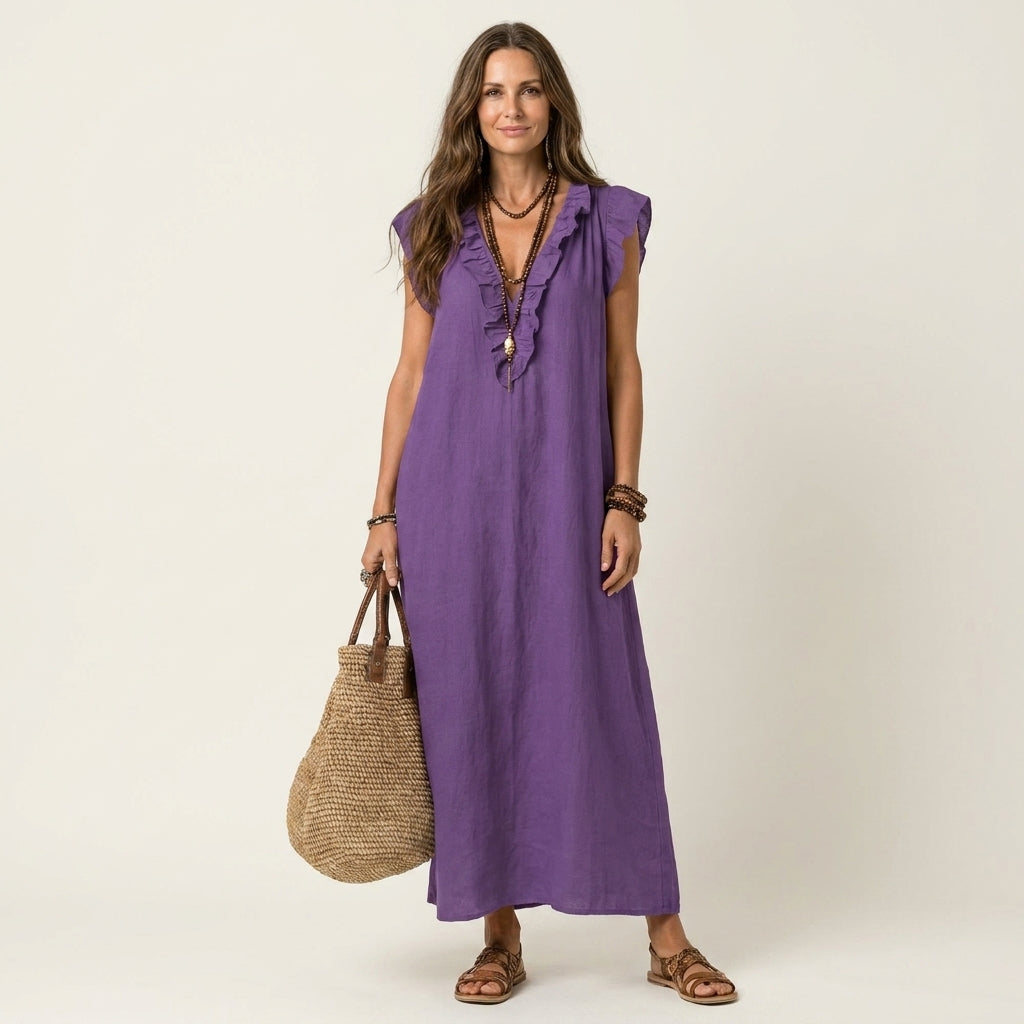 Natasha | Ruffle V-Neck Maxi Dress