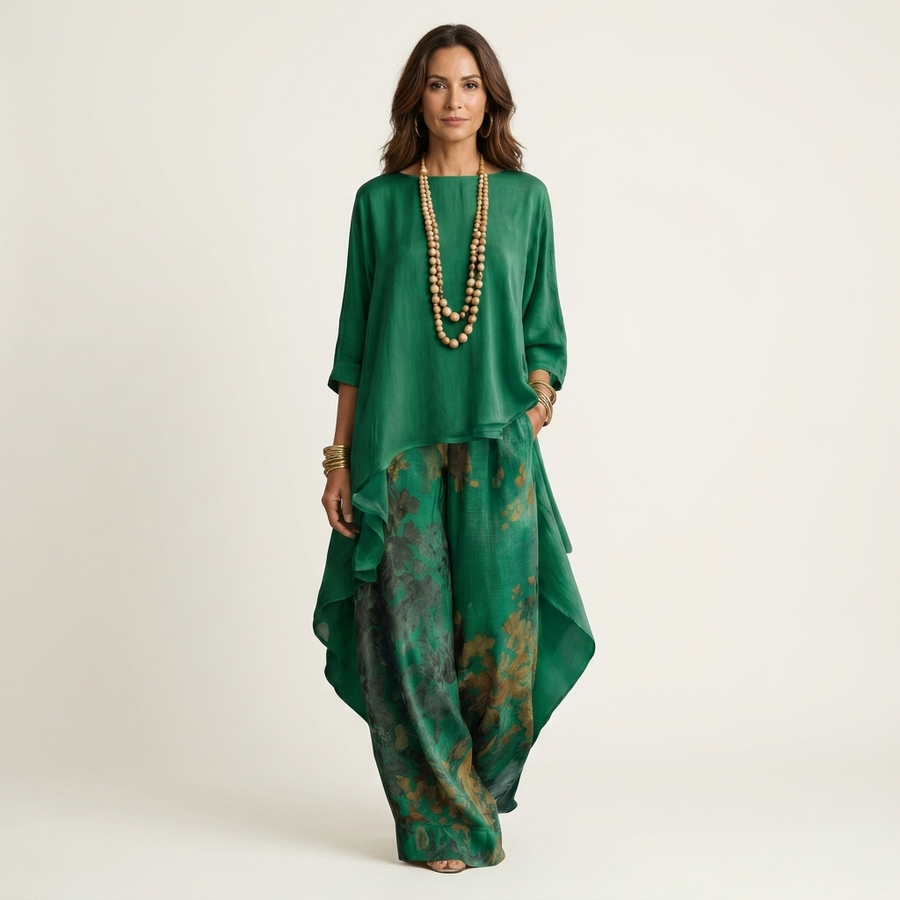 Octavia | Asymmetric Tunic & Floral Trouser Set