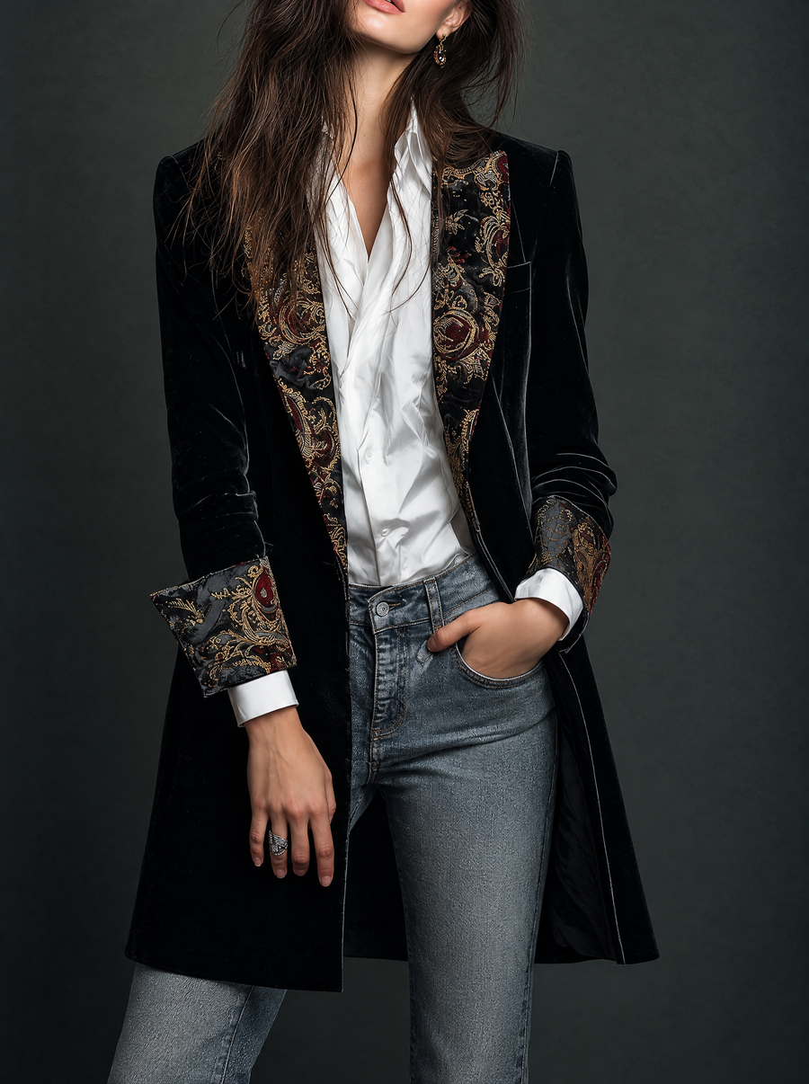 Thea | Slim-Fit Baroque Print Blazer
