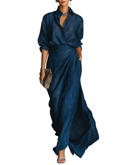 Olive | Elegant Blouse and Maxi Dress Set