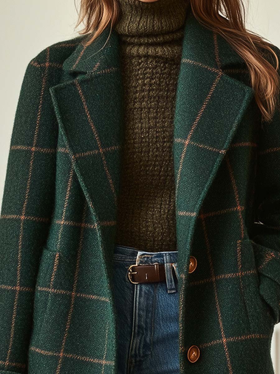 Millicent | Plaid Tweed Lapel Coat