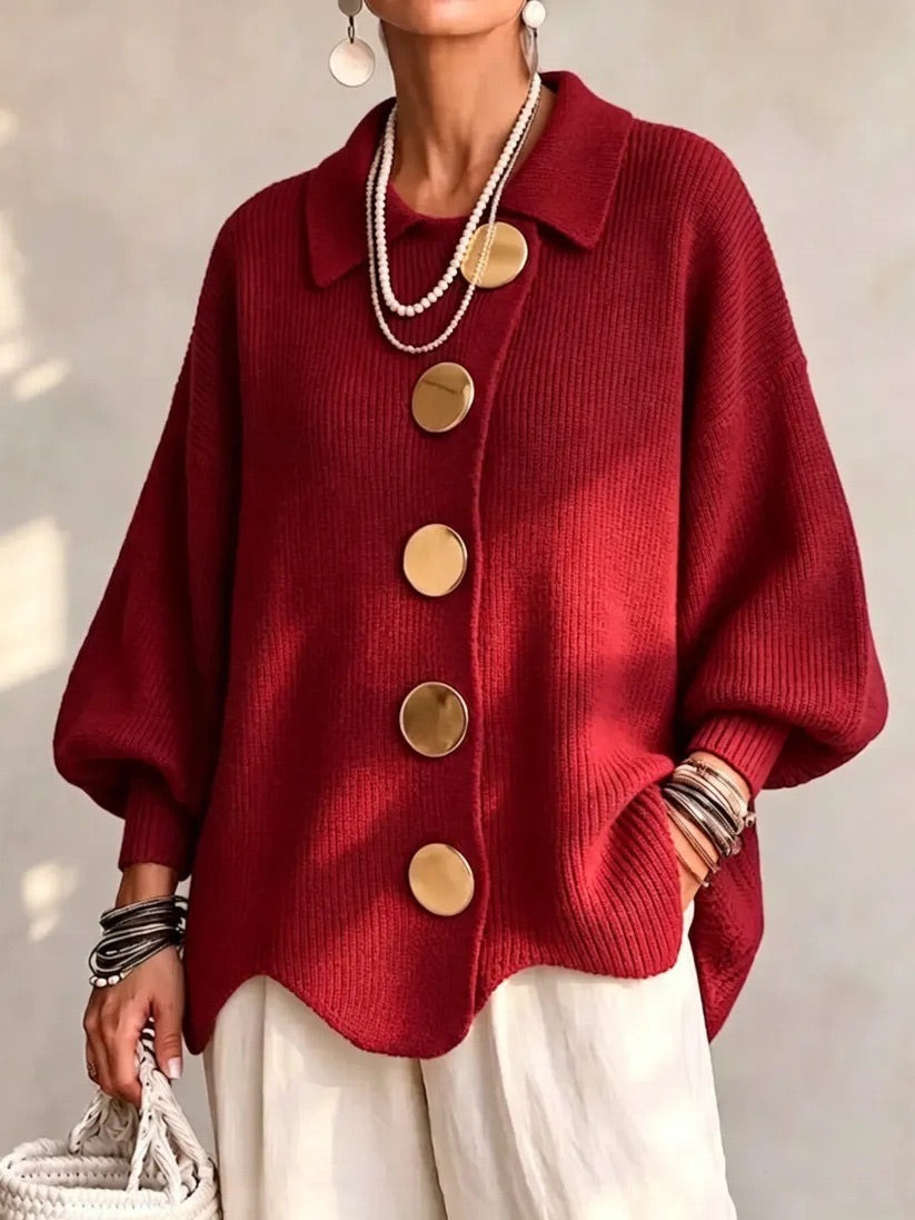 Gwendolen | Oversized Collared Button Cardigan