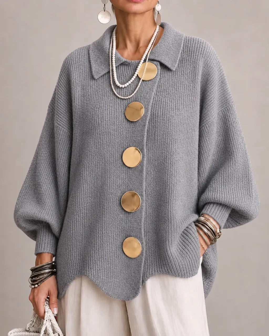 Gwendolen | Oversized Collared Button Cardigan