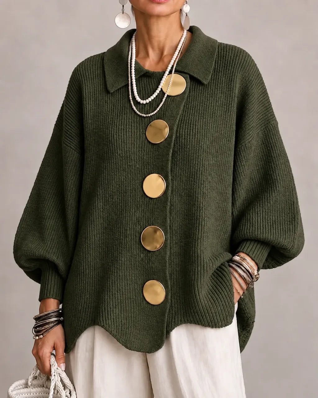 Gwendolen | Oversized Collared Button Cardigan