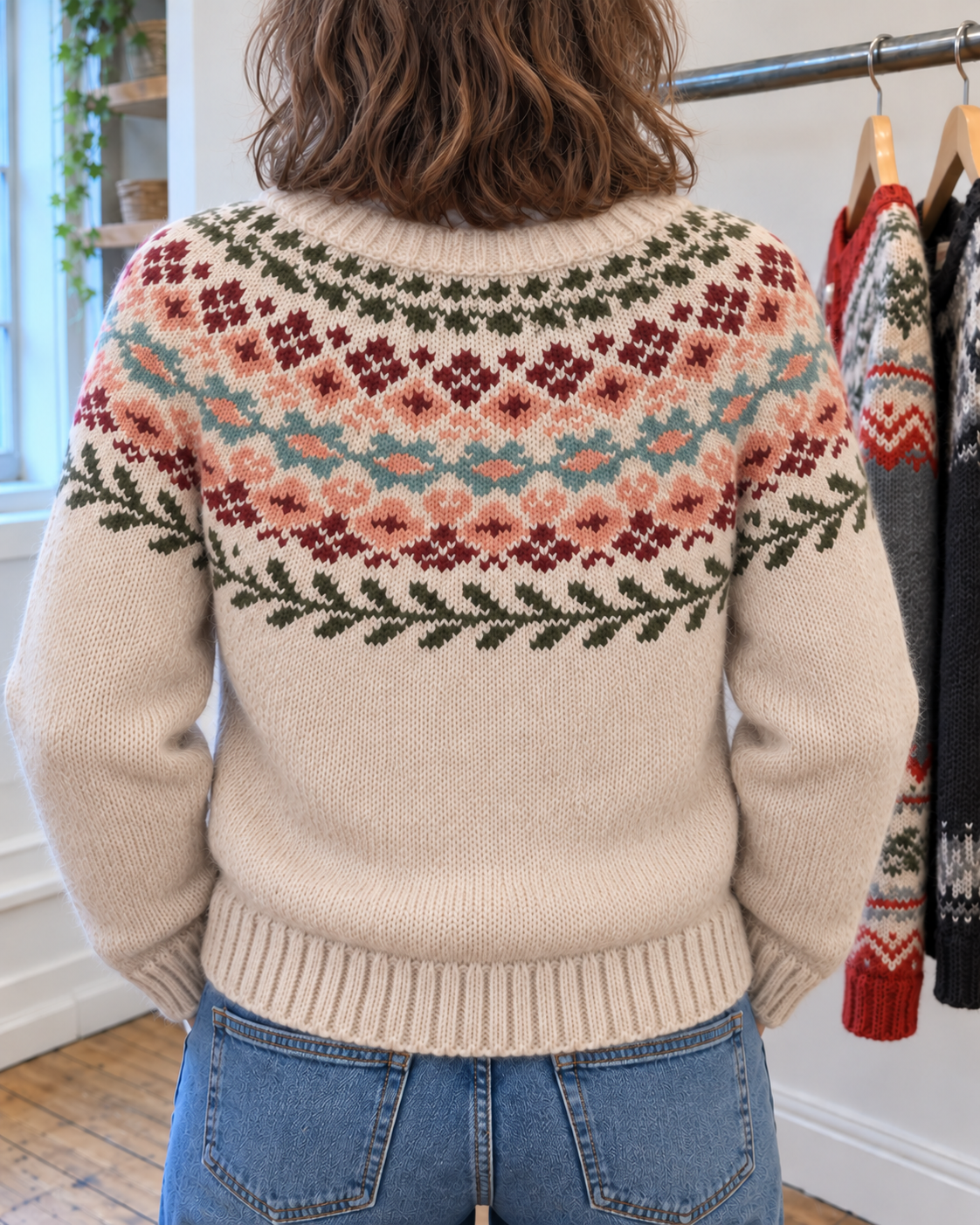 Molly | Cream Floral Fair Isle Button-Front Cardigan