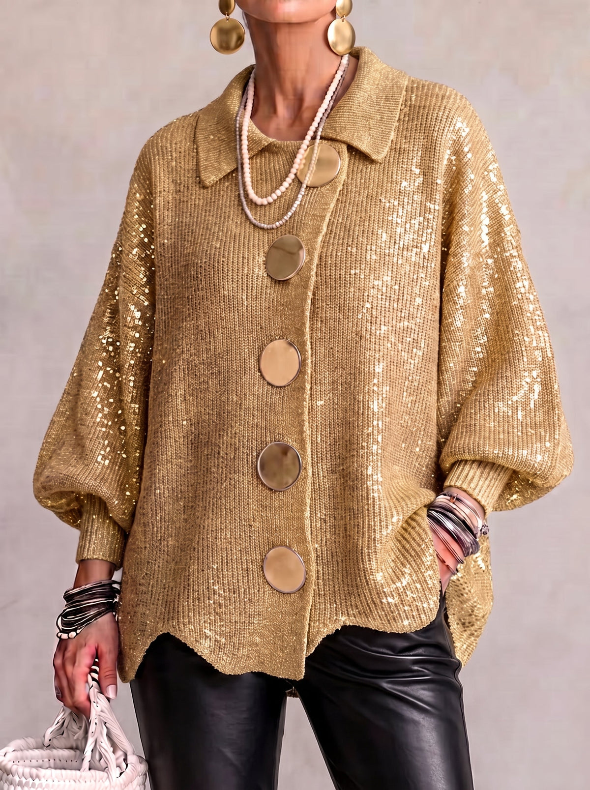 Gwendolen | Oversized Collared Button Cardigan