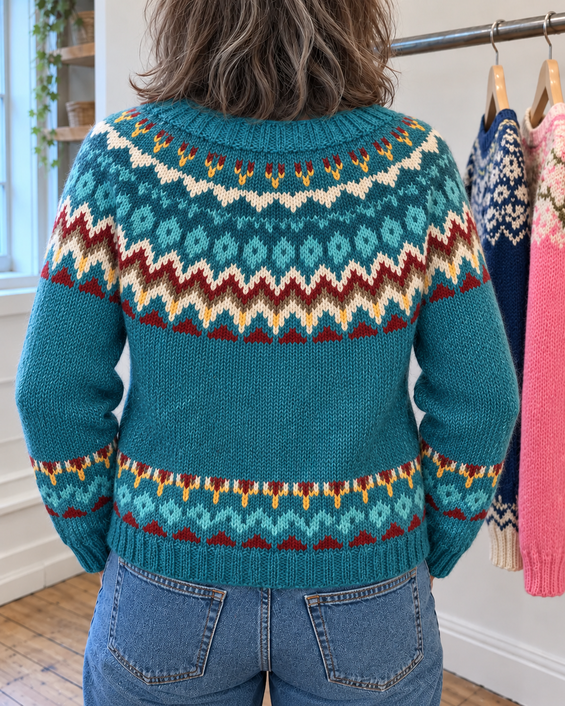 Sienna | Teal Zigzag Yoke Button-Front Cardigan