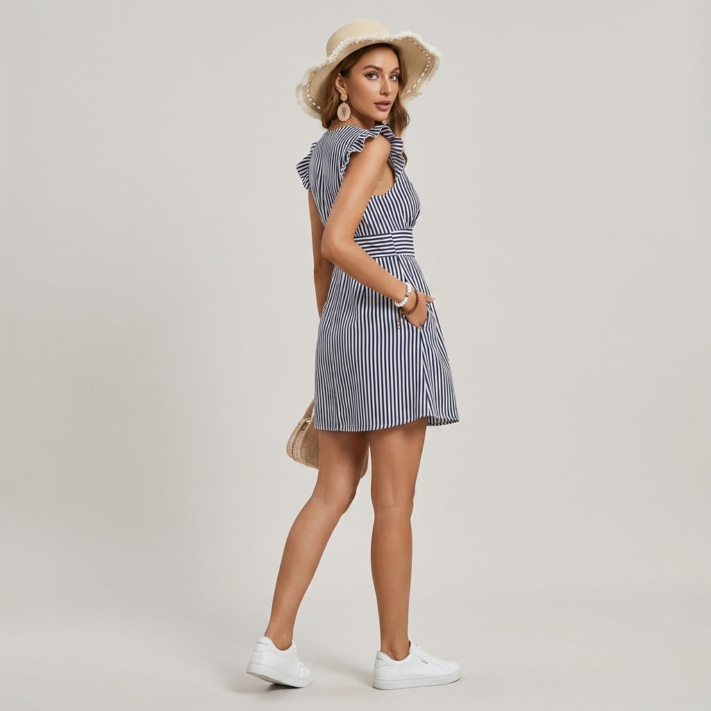 Florence | Striped Ruffle Mini Dress
