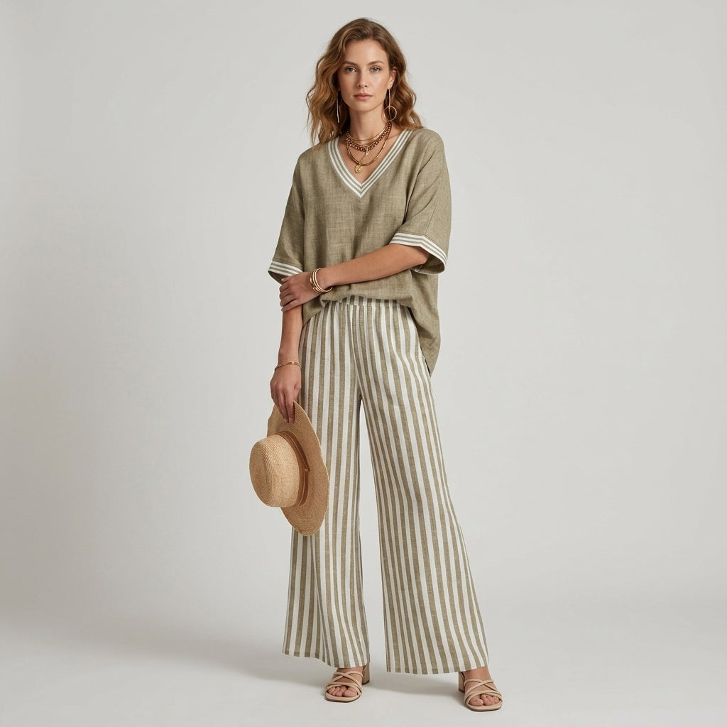 Penelope | Striped Wide-Leg Set