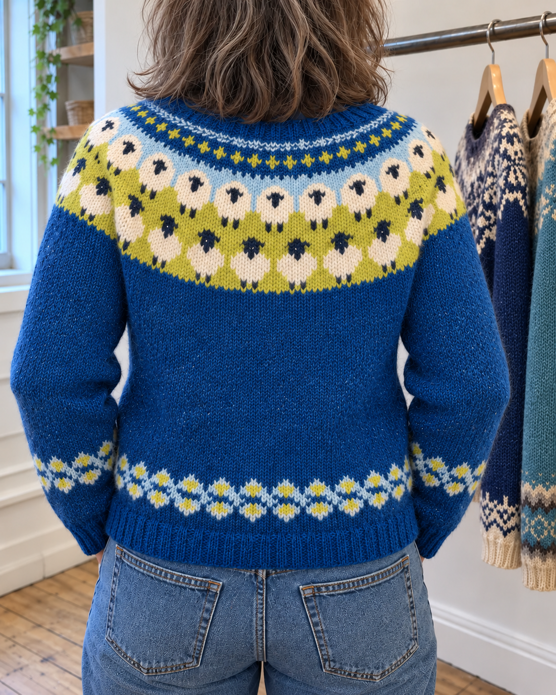 Sophie | Royal Blue Patterned Yoke Cardigan