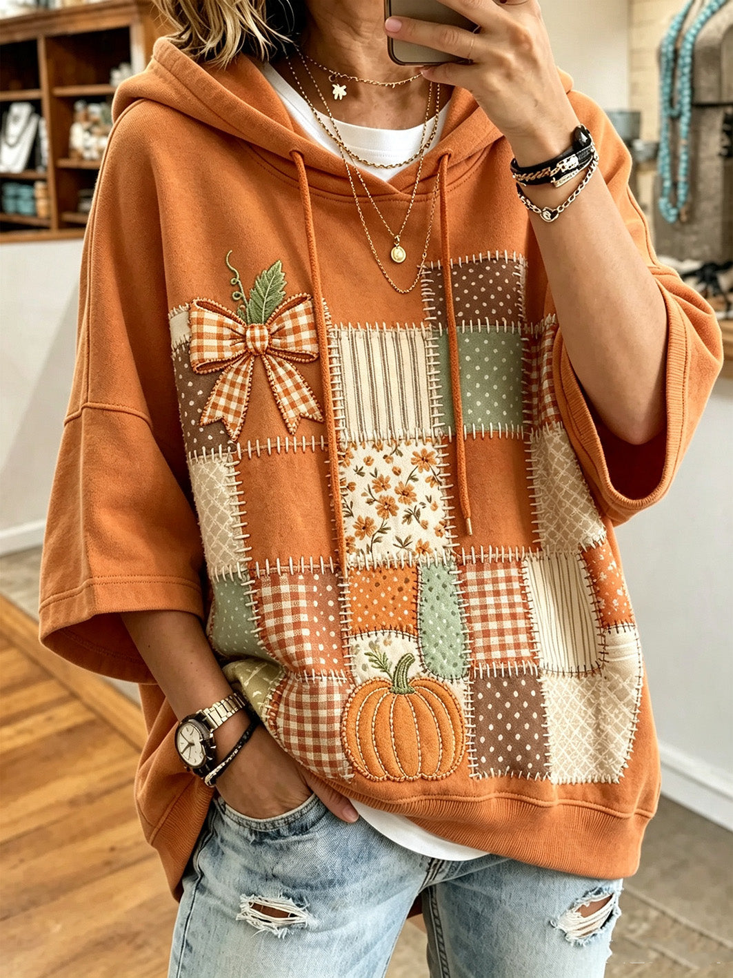 Linda | Autumn Print Oversized Hoodie