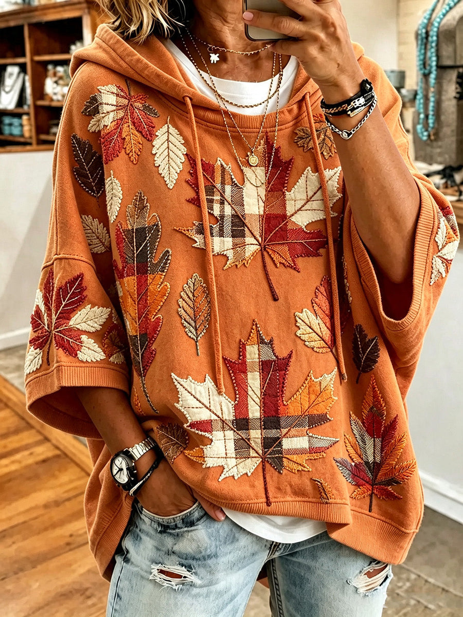 Ophelia | Autumn Leaf Print Oversized Hoodie