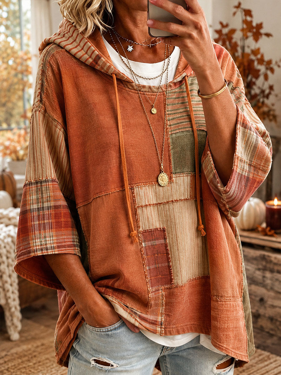 Sonia | Autumn-Toned Patchwork Oversized Hoodie