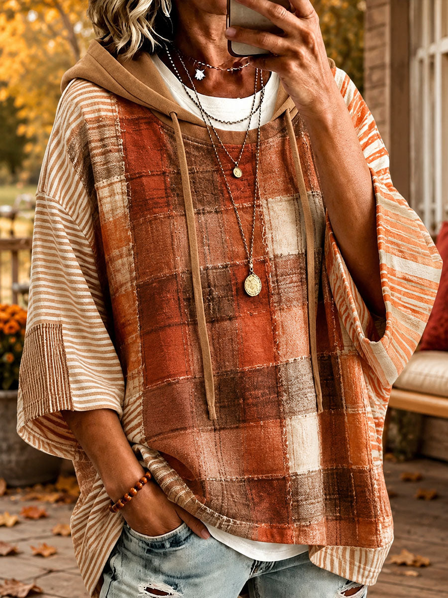 Susan | Autumn-Toned Patchwork Oversized Hoodie