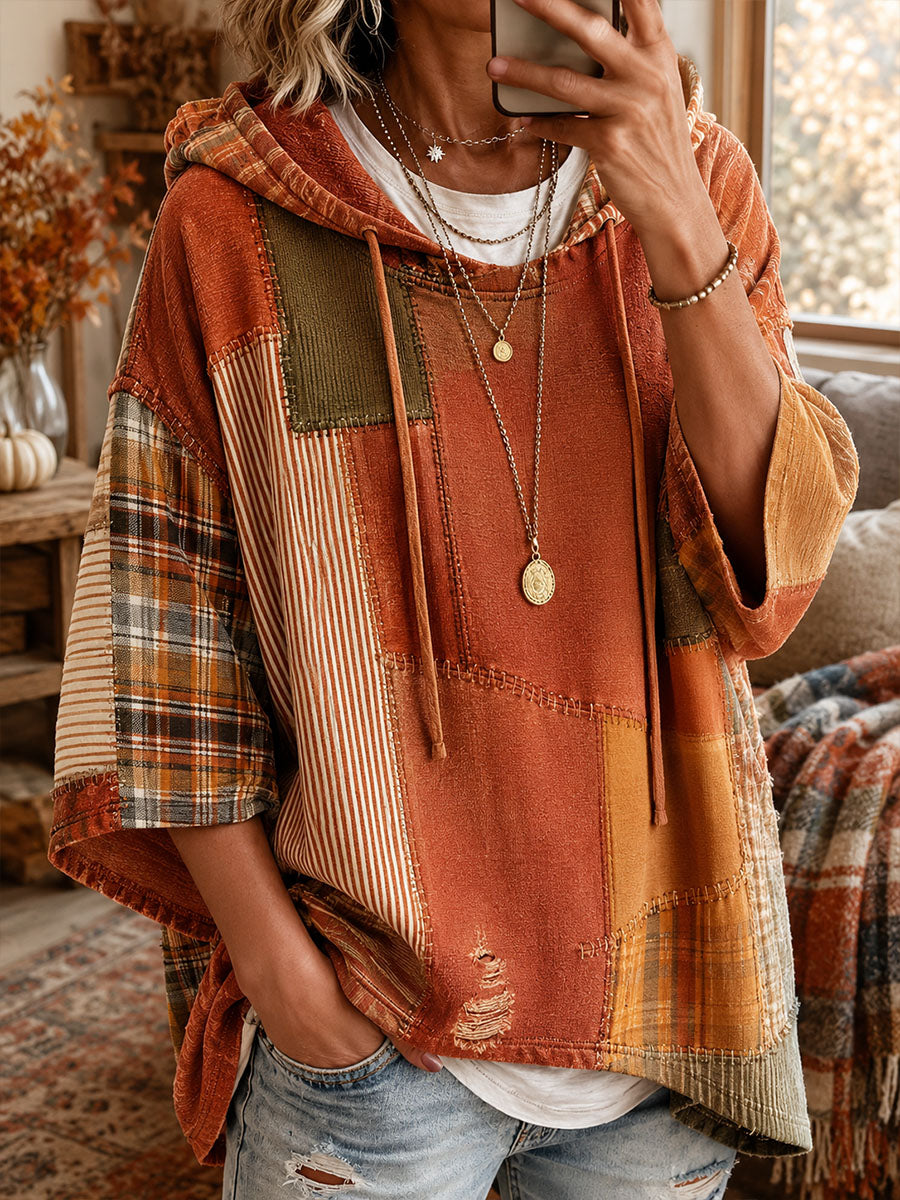 Rosalie | Autumn Patchwork Oversized Hoodie