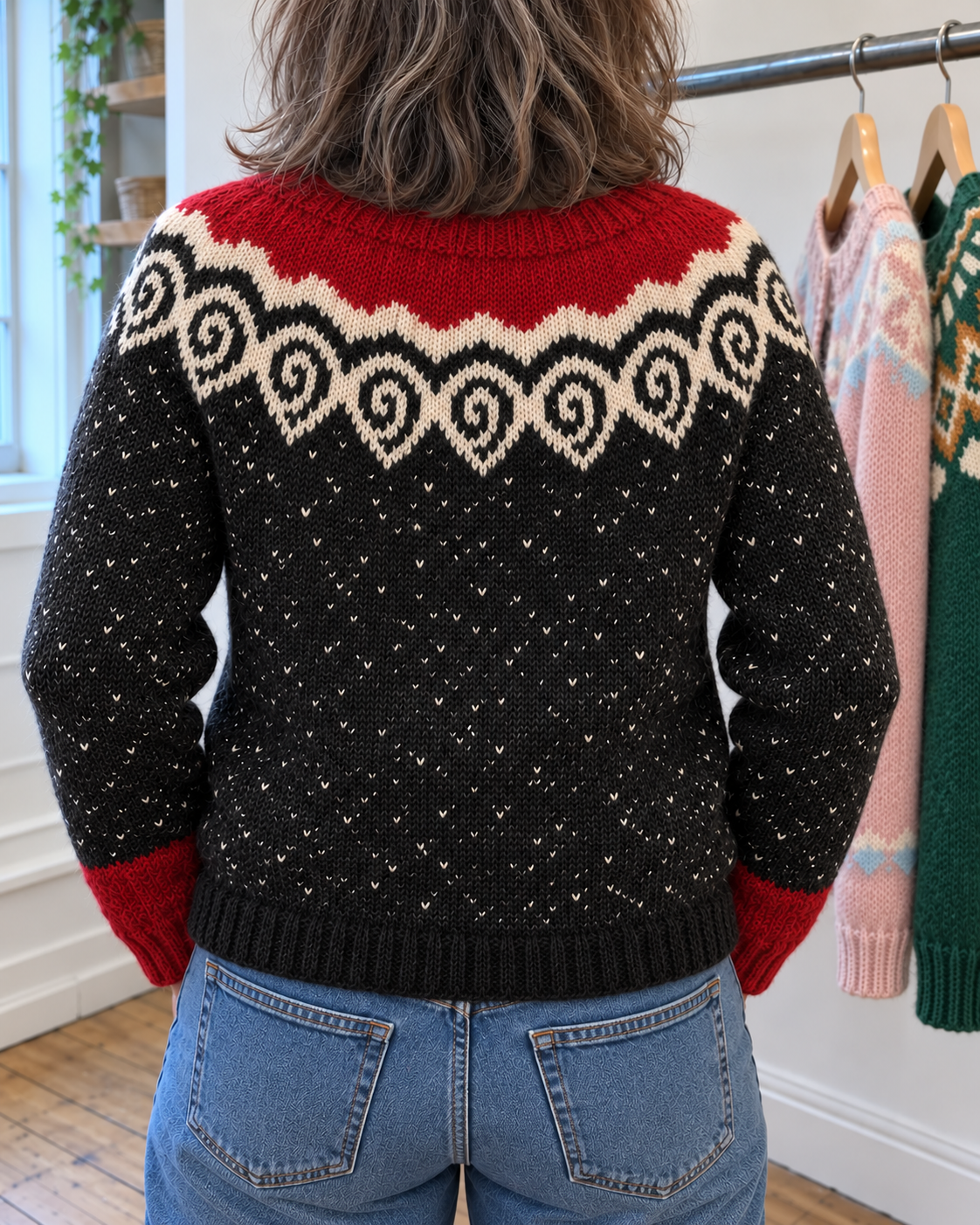 Tilly | Black and Red Swirl Yoke Cardigan