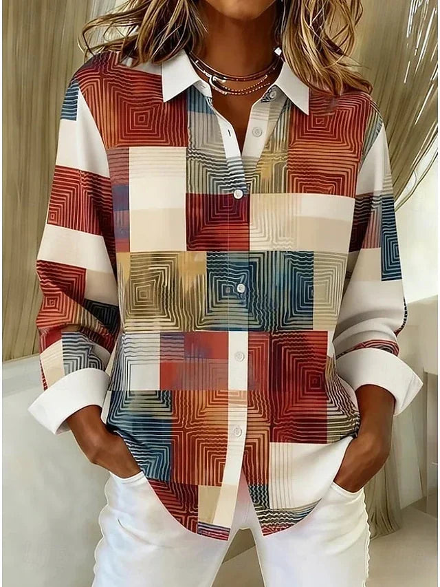 Meredith | Vintage Patchwork Button-Front Blouse